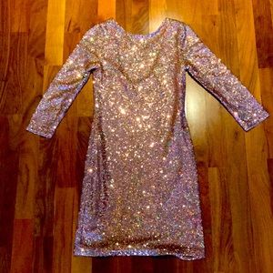 TOPSHOP Long sleeve Rose Gold/Pink Sequin Dress